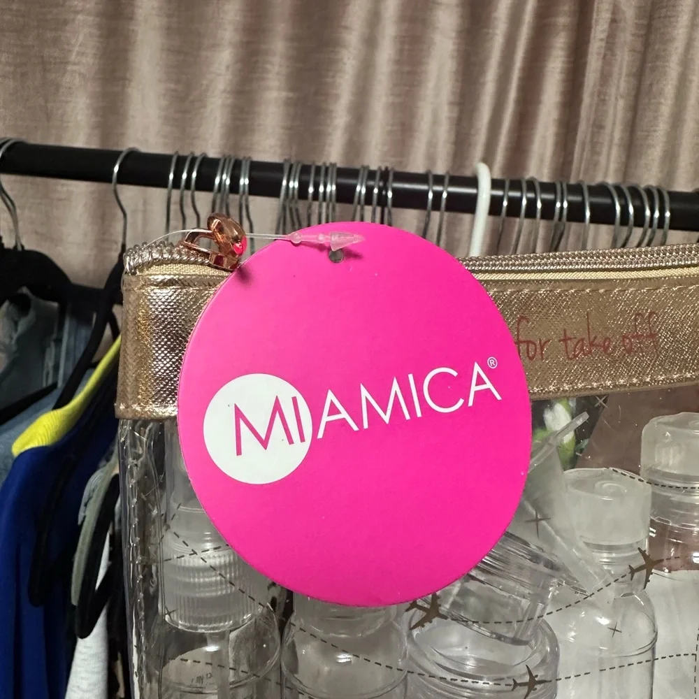 Mi Amica Transparent Toiletry Bag with Gold Accents